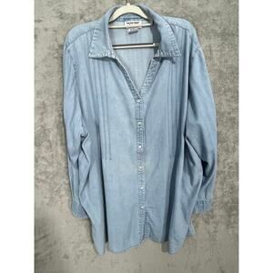 Main street Blues Denim Shirts Size 3X Boho Pleated Cottage Core